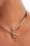 Shop_Opalina Soulful Jewellery_Gold Plated Blossom Choker Necklace _at_Aza_Fashions