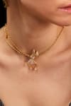 Buy_Opalina Soulful Jewellery_Gold Plated Diamond Bow Necklace _at_Aza_Fashions