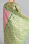 Samyukta Singhania_Mauve Embroidery, Zari V-neck Pink Banarasi Tissue Silk Saree _at_Aza_Fashions