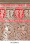 Samyukta Singhania_Red Brocade, Silk Zari V-neck Banarasi Saree Set _Online