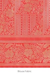 Shop_Samyukta Singhania_Coral Embroidery, Zari Round Neck Pink Banarasi Silk Saree Set 