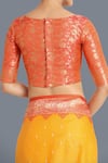 Shop_Samyukta Singhania_Yellow Zari, Embroidery Round Neck Banarasi Silk Saree Set _Online_at_Aza_Fashions