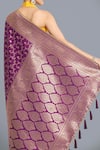 Shop_Samyukta Singhania_Purple Zari Halter Neck Banarasi Silk Saree And Blouse Set 