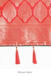 Shop_Samyukta Singhania_Red Brocade, Silk Tassels V-neck Banarasi Saree And Blouse Set 