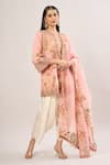 Buy_Debyani + Co_Pink Beads, Sequins, Embroidery Round Neck Floral Jaal Kurta Set _at_Aza_Fashions