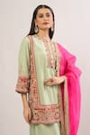 Buy_Debyani + Co_Green Beads, Embroidery, Sequins Round Neck Sahina Kurta Salwar Set With Dupatta _Online_at_Aza_Fashions