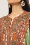 Debyani + CO_Green Sequins, Gota Patti, Embroidery Mehraab Applique Kaftan And Salwar Set _at_Aza_Fashions