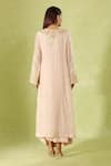 Shop_Anamika Khanna_Pink Embroidery V-neck Kurta Set With Draped Skirt _at_Aza_Fashions