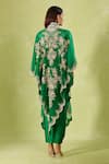 Shop_Anamika Khanna_Green Silk Embroidery Collared Kurta Set With Cape _at_Aza_Fashions