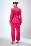 Shop_Safaa_Pink Collared Floral Print Pant Set _at_Aza_Fashions