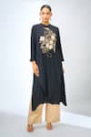 Buy_Nitin Bal Chauhan Fusion_Black Embroidery Round Neck Long Kurta 