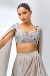 Buy_Jade By Ashima_Beige Sequins, Embroidery Ombre Draped Fusion Lehenga Set _Online_at_Aza_Fashions