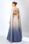 Shop_Jade By Ashima_Beige Sequins, Embroidery Ombre Draped Fusion Lehenga Set _at_Aza_Fashions