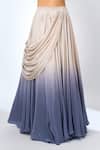Shop_Jade By Ashima_Beige Sequins, Embroidery Ombre Draped Fusion Lehenga Set 