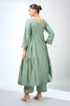 Shop_Basanti - Kapde Aur Koffee_Green Embroidery Split V-neck Anarkali Set _at_Aza_Fashions