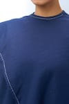 Buy_Tarun Tahiliani_Blue Round Neck Asymmetrical Top _Online_at_Aza_Fashions