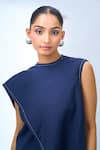 Buy_Tarun Tahiliani_Blue Round Neck Asymmetrical Top 