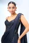 Tarun Tahiliani_Black Sequins Pre-draped Saree _Online_at_Aza_Fashions