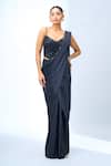 Buy_Tarun Tahiliani_Black Sequins Pre-draped Saree 