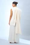 Shop_Tarun Tahiliani_Ivory Crew Neck Asymmetrical Top _at_Aza_Fashions
