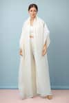 Buy_Tarun Tahiliani_Ivory Wide Sleeve Cape _at_Aza_Fashions