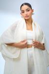 Tarun Tahiliani_Ivory Wide Sleeve Cape _at_Aza_Fashions