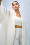 Buy_Tarun Tahiliani_Ivory Wide Sleeve Cape 