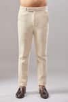 Aariyana Couture_Beige Jersey Embroidery Jute Longline Bandhgala Set _at_Aza_Fashions
