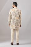 Shop_Aariyana Couture_Beige Jersey Embroidery Jungle Longline Bandhgala Set _at_Aza_Fashions