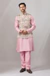 Buy_Aariyana Couture_Pink Georgette Embroidery Sequin Bundi And Kurta Set _at_Aza_Fashions
