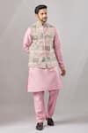 Shop_Aariyana Couture_Pink Georgette Embroidery Sequin Bundi And Kurta Set 