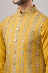 Aariyana Couture_Yellow Silk Embroidery Thread Bundi And Kurta Set _at_Aza_Fashions
