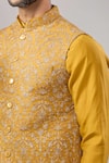 Aariyana Couture_Yellow Silk Sequins Embroidered Bundi And Kurta Set _at_Aza_Fashions