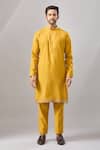 Buy_Aariyana Couture_Yellow Silk Sequins Embroidered Bundi And Kurta Set 