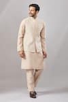 Buy_Aariyana Couture_Beige Silk Beads Embroidered Bundi And Kurta Set _Online_at_Aza_Fashions