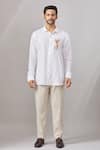 Aariyana Couture White Linen Embroidery Deer Placement Casual Shirt at Aza Fashions Aariyana Couture_White Linen Embroidery Deer Placement Casual Shirt _at_Aza_Fashions