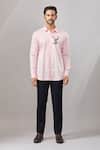 Buy_Aariyana Couture_Pink Cotton Embroidery Dori Placement Casual Shirt _Online_at_Aza_Fashions