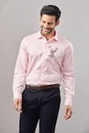 Buy_Aariyana Couture_Pink Cotton Embroidery Dori Placement Casual Shirt 