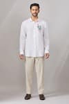 Buy_Aariyana Couture_White Linen Embroidery Tortoise Placement Casual Shirt _Online_at_Aza_Fashions