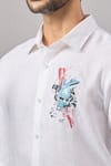 Aariyana Couture_White Linen Embroidery Tortoise Placement Casual Shirt _at_Aza_Fashions