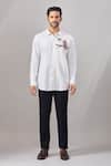 Buy_Aariyana Couture_White Cotton Embroidery Bird Placement Casual Shirt _Online_at_Aza_Fashions