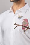 Aariyana Couture_White Cotton Embroidery Bird Placement Casual Shirt _at_Aza_Fashions