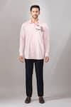 Aariyana Couture_Pink Cotton Embroidery Insect Placement Shirt _Online_at_Aza_Fashions
