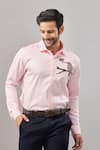 Aariyana Couture_Pink Cotton Embroidery Insect Placement Shirt _at_Aza_Fashions