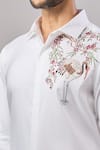 Shop_Aariyana Couture_White Cotton Embroidery Flamingo Placement Shirt _Online_at_Aza_Fashions