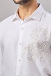 Aariyana Couture_White Linen Embroidery Lobster Placement Casual Shirt _at_Aza_Fashions