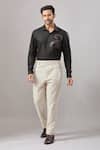 Shop_Aariyana Couture_Black Cotton Sequins, Embroidery Placement Casual Shirt _at_Aza_Fashions