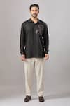 Aariyana Couture_Black Cotton Sequins, Embroidery Placement Casual Shirt _at_Aza_Fashions