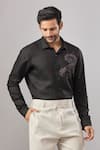 Buy_Aariyana Couture_Black Cotton Sequins, Embroidery Placement Casual Shirt _at_Aza_Fashions