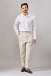 Shop_Aariyana Couture_White Cotton Embroidery Tiger Placement Casual Shirt _Online_at_Aza_Fashions